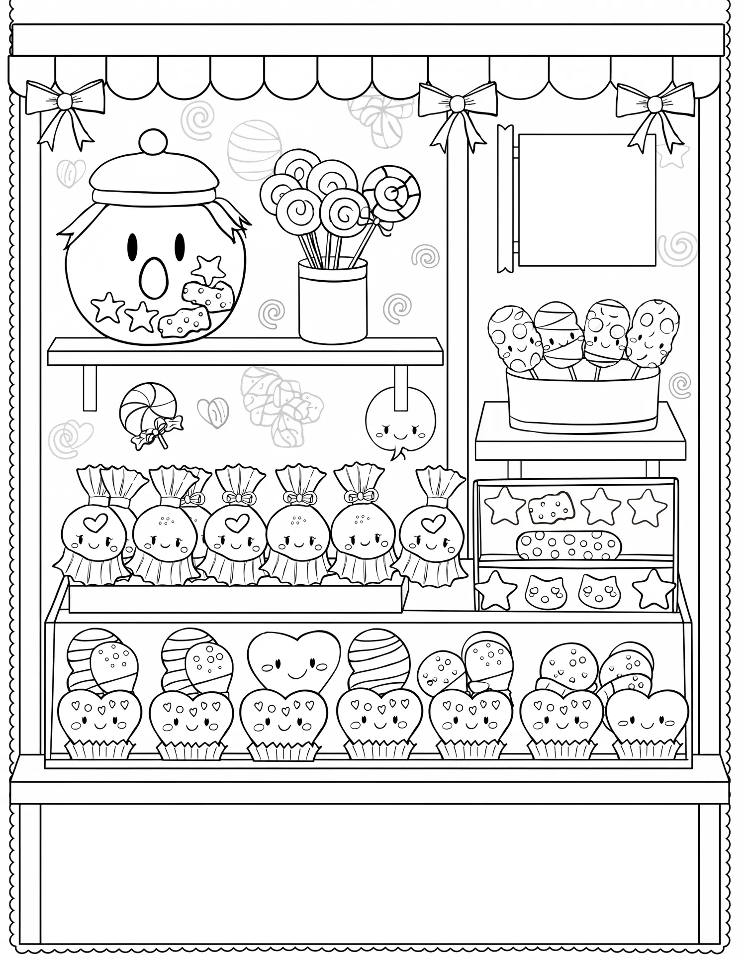 Chocolats et Bonbons Kawaii - Coloriage kawaii à imprimer gratuitement